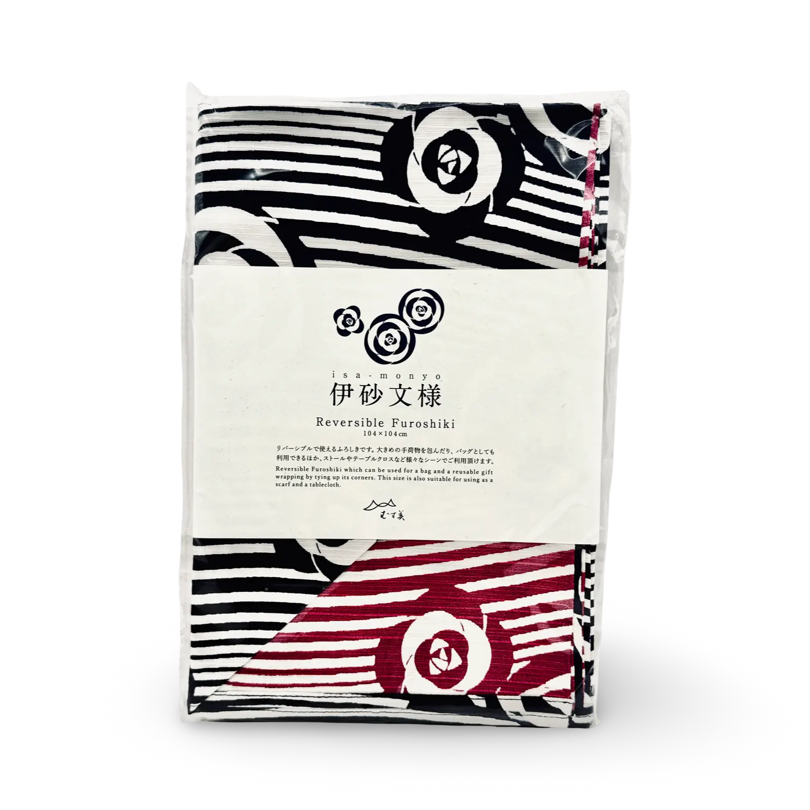 Furoshiki Japanese Wrapping Cloth – Isa Monyo Reversible | Camellia Navy / Rose Pink
