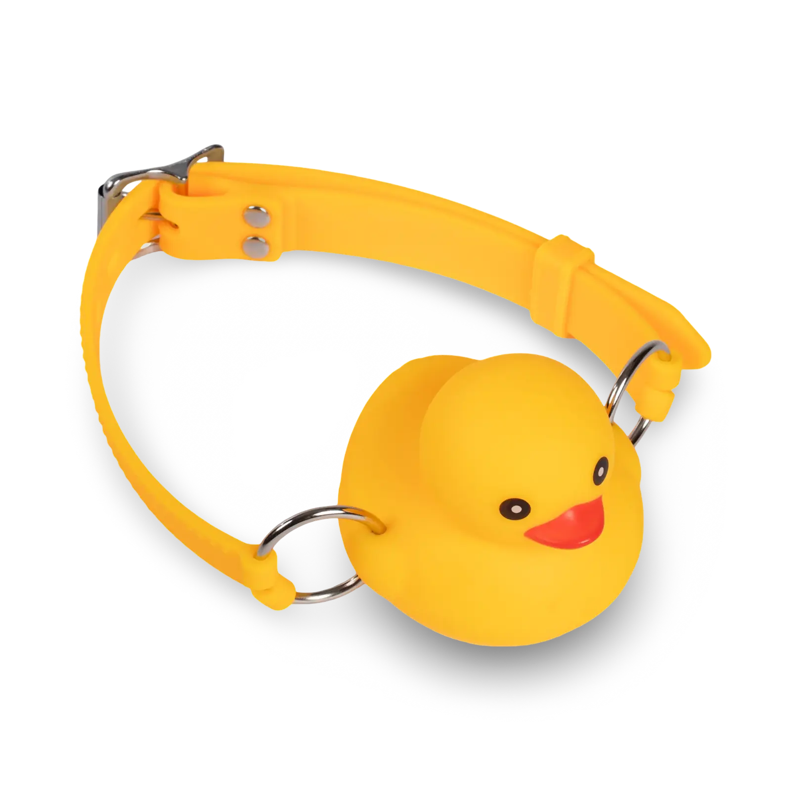 Ball Gag med gul badeand i silikone.